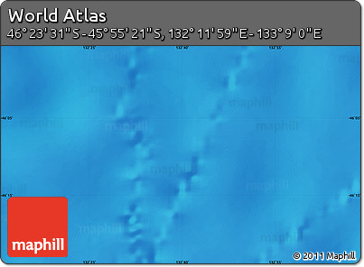 Physical Map of the Area around 46° 9' 26" S, 132° 40' 30" E