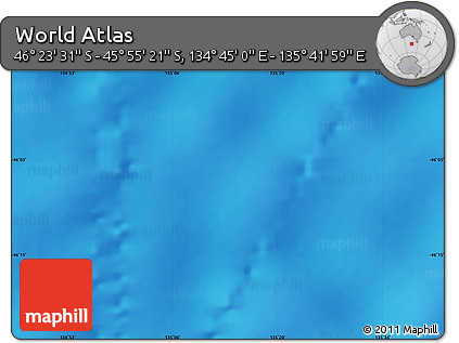 Physical Map of the Area around 46° 9' 26" S, 135° 13' 29" E