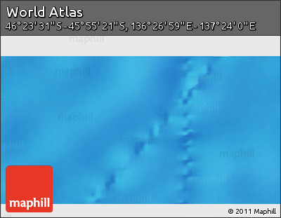 Physical 3D Map of the Area around 46° 9' 26" S, 136° 55' 30" E