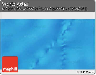 Physical 3D Map of the Area around 46° 9' 26" S, 136° 55' 30" E