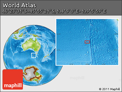 Physical Location Map of the Area around 46° 9' 26" S, 138° 37' 30" E