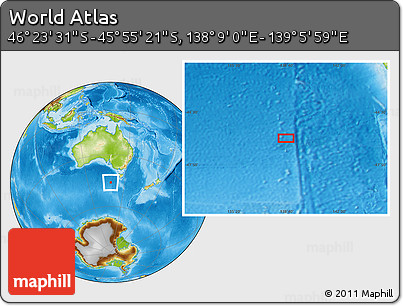 Physical Location Map of the Area around 46° 9' 26" S, 138° 37' 30" E