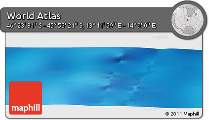 Physical Panoramic Map of the Area around 46° 9' 26" S, 13° 40' 30" E