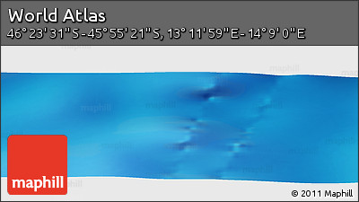 Physical Panoramic Map of the Area around 46° 9' 26" S, 13° 40' 30" E