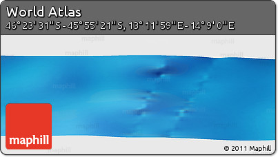 Physical Panoramic Map of the Area around 46° 9' 26" S, 13° 40' 30" E
