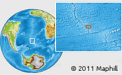 Physical Location Map of the area around 46° 9' 26" S, 13° 31' 30" W