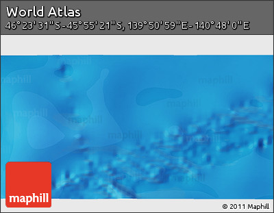 Political 3D Map of the Area around 46° 9' 26" S, 140° 19' 29" E