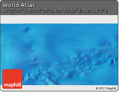 Political 3D Map of the Area around 46° 9' 26" S, 140° 19' 29" E