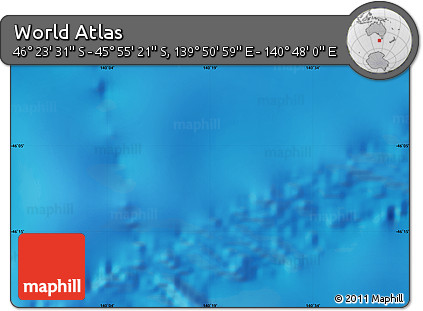 Physical Map of the Area around 46° 9' 26" S, 140° 19' 29" E