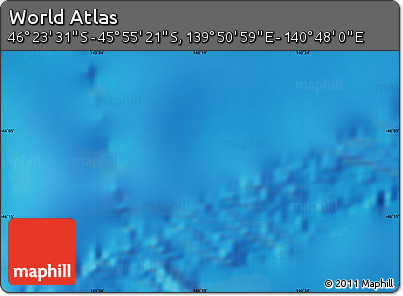 Physical Map of the Area around 46° 9' 26" S, 140° 19' 29" E