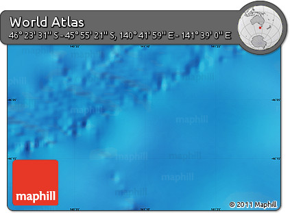 Physical Map of the Area around 46° 9' 26" S, 141° 10' 30" E