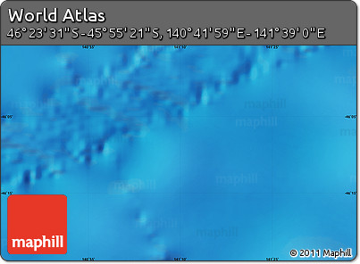 Physical Map of the Area around 46° 9' 26" S, 141° 10' 30" E