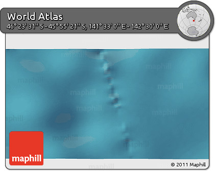 Satellite 3D Map of the Area around 46° 9' 26" S, 142° 1' 30" E