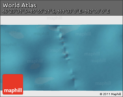Satellite 3D Map of the Area around 46° 9' 26" S, 142° 1' 30" E
