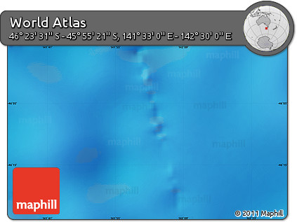 Physical Map of the Area around 46° 9' 26" S, 142° 1' 30" E