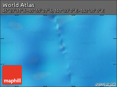 Physical Map of the Area around 46° 9' 26" S, 142° 1' 30" E