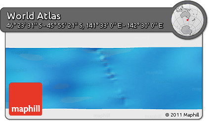 Physical Panoramic Map of the Area around 46° 9' 26" S, 142° 1' 30" E