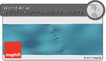Satellite Panoramic Map of the Area around 46° 9' 26" S, 142° 1' 30" E