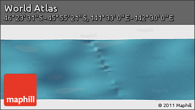 Satellite Panoramic Map of the Area around 46° 9' 26" S, 142° 1' 30" E