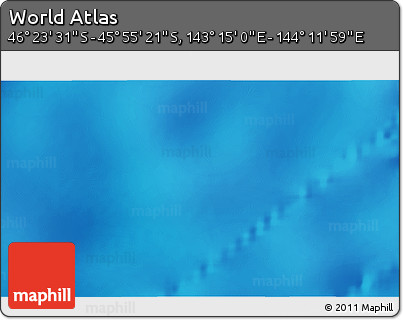 Shaded Relief 3D Map of the Area around 46° 9' 26" S, 143° 43' 29" E