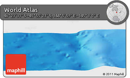 Physical Panoramic Map of the Area around 46° 9' 26" S, 144° 34' 29" E