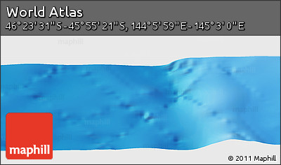 Physical Panoramic Map of the Area around 46° 9' 26" S, 144° 34' 29" E