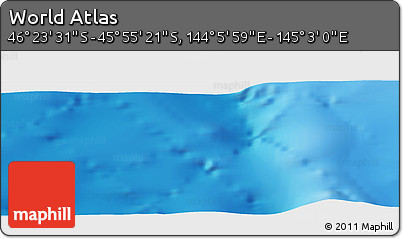 Physical Panoramic Map of the Area around 46° 9' 26" S, 144° 34' 29" E