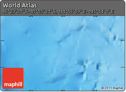 Physical Map of the Area around 46° 9' 26" S, 145° 25' 30" E