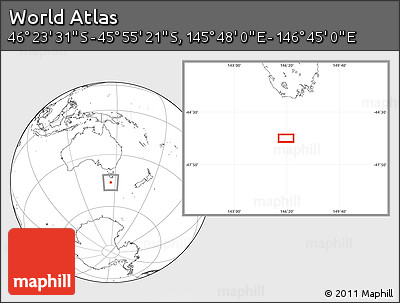 Blank Location Map of the Area around 46° 9' 26" S, 146° 16' 30" E