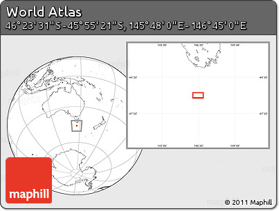 Blank Location Map of the Area around 46° 9' 26" S, 146° 16' 30" E
