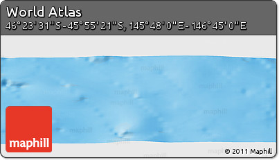 Shaded Relief Panoramic Map of the Area around 46° 9' 26" S, 146° 16' 30" E