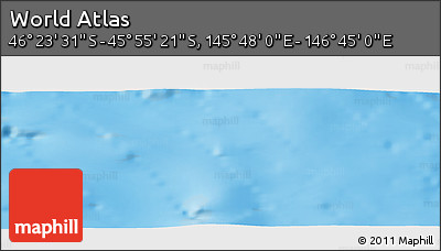 Shaded Relief Panoramic Map of the Area around 46° 9' 26" S, 146° 16' 30" E