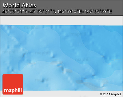 Political 3D Map of the Area around 46° 9' 26" S, 147° 7' 30" E
