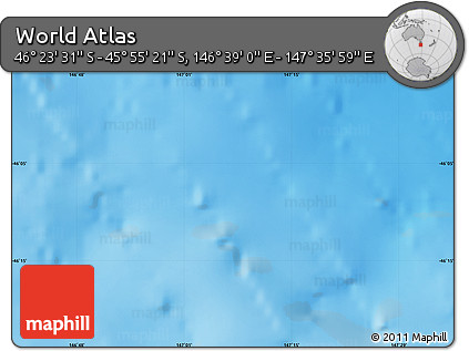 Physical Map of the Area around 46° 9' 26" S, 147° 7' 30" E