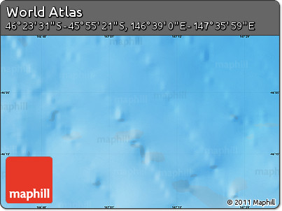 Physical Map of the Area around 46° 9' 26" S, 147° 7' 30" E
