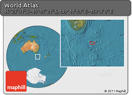 Satellite Location Map of the Area around 46° 9' 26" S, 149° 40' 30" E