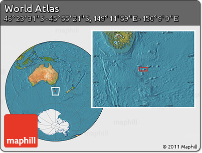 Satellite Location Map of the Area around 46° 9' 26" S, 149° 40' 30" E
