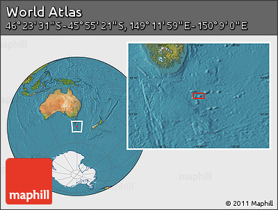 Satellite Location Map of the Area around 46° 9' 26" S, 149° 40' 30" E