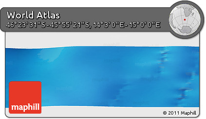 Physical Panoramic Map of the Area around 46° 9' 26" S, 14° 31' 30" E