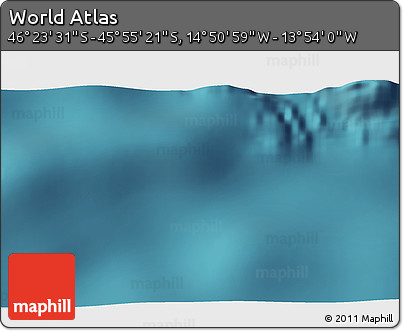Satellite 3D Map of the Area around 46° 9' 26" S, 14° 22' 30" W