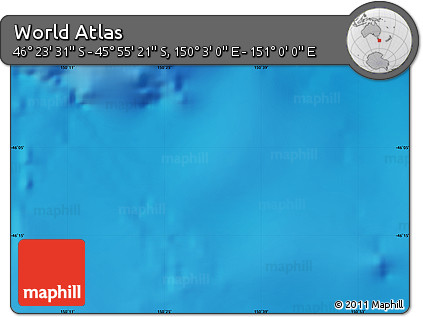 Physical Map of the Area around 46° 9' 26" S, 150° 31' 30" E