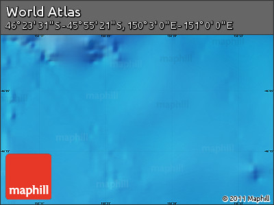 Physical Map of the Area around 46° 9' 26" S, 150° 31' 30" E