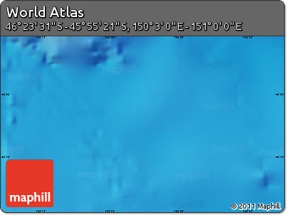 Physical Map of the Area around 46° 9' 26" S, 150° 31' 30" E