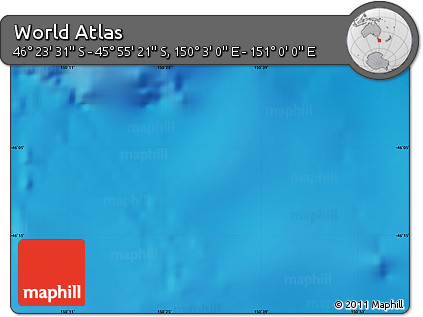 Shaded Relief Map of the Area around 46° 9' 26" S, 150° 31' 30" E