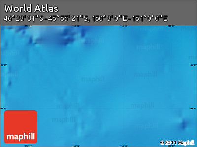 Shaded Relief Map of the Area around 46° 9' 26" S, 150° 31' 30" E
