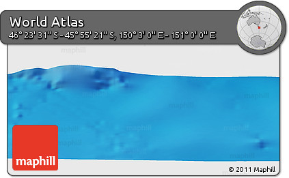 Physical Panoramic Map of the Area around 46° 9' 26" S, 150° 31' 30" E