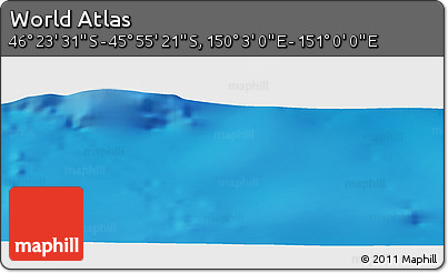 Physical Panoramic Map of the Area around 46° 9' 26" S, 150° 31' 30" E