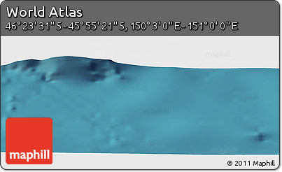 Satellite Panoramic Map of the Area around 46° 9' 26" S, 150° 31' 30" E