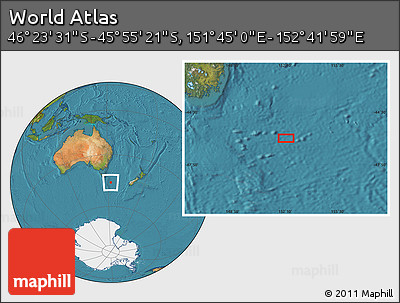 Satellite Location Map of the Area around 46° 9' 26" S, 152° 13' 29" E