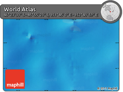 Physical Map of the Area around 46° 9' 26" S, 152° 13' 29" E